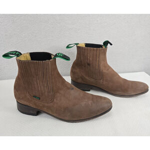 Botin Charro La Barca Nobuck Leather Ankle Boots Mens 9.5 Pull On Brown